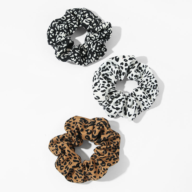 3PCS Satin Leopard Cheetah Scrunchie Set