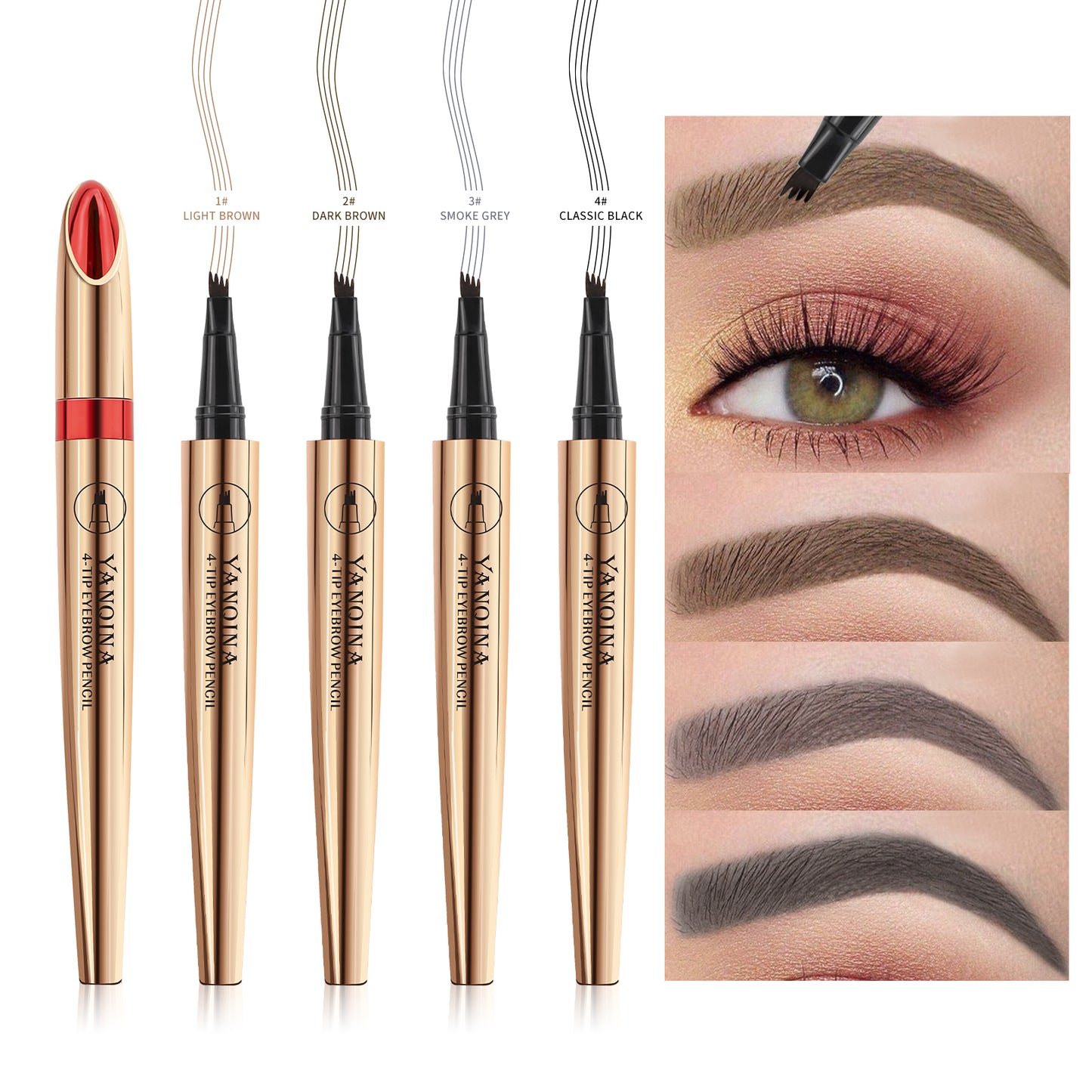 4D Waterproof Liquid Eyebrow Pen: Achieve Natural and Precise Results with Four Fork Tip