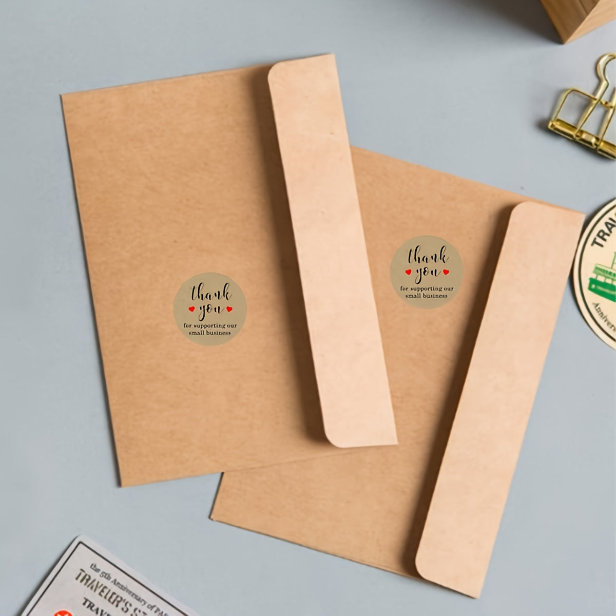 500PCS Kraft "Thank You" Stickers Roll