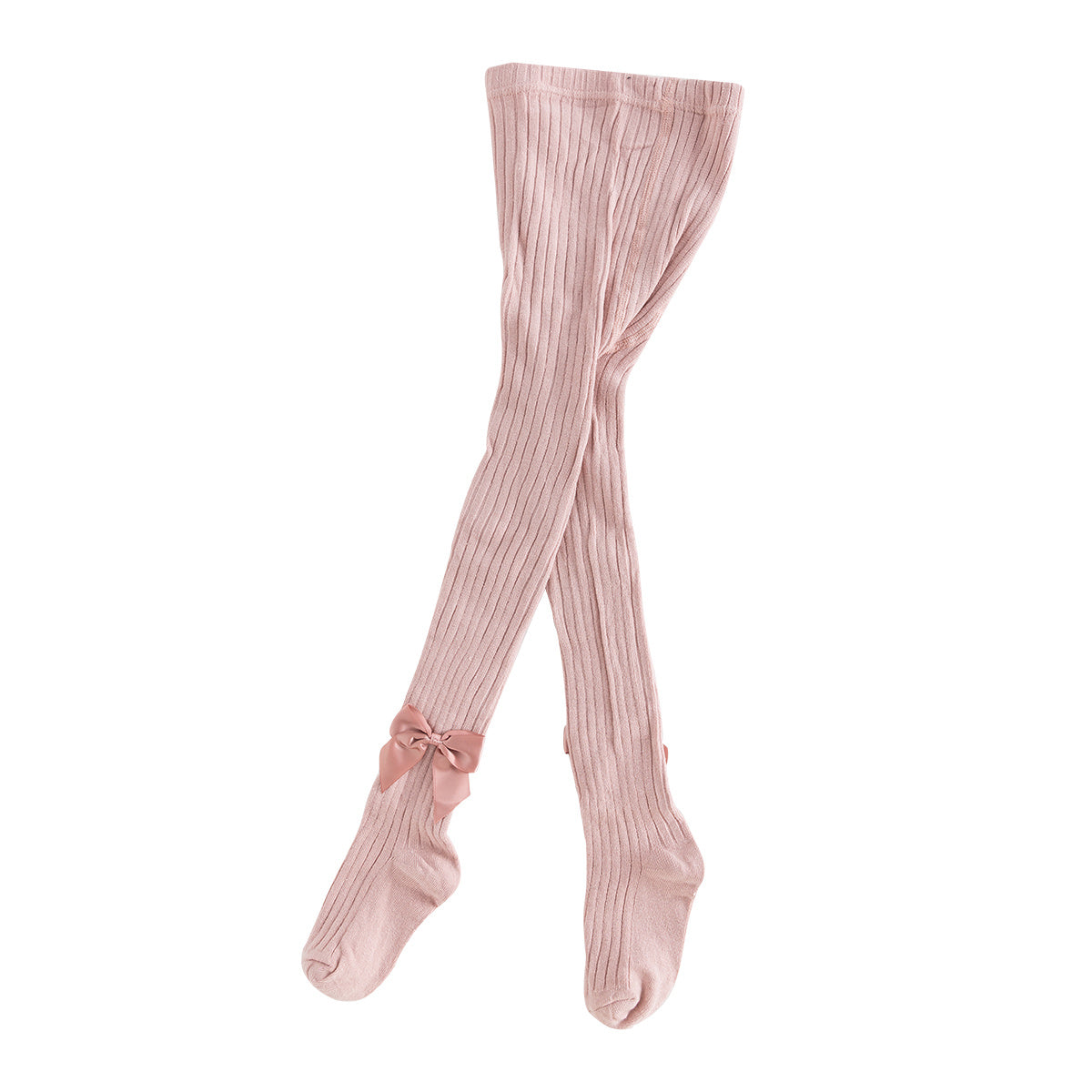 Seamless Cable Knit Tights with Bow for Baby Girls
