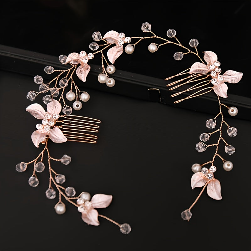 Bridal Golden Leaf Hair Vine, Silver Hair Comb, Rose Golden Leaf Hair Comb, Leaf Wreath, Golden Hair Vine, Bride Hair Accessories, Leaf Hair Vine