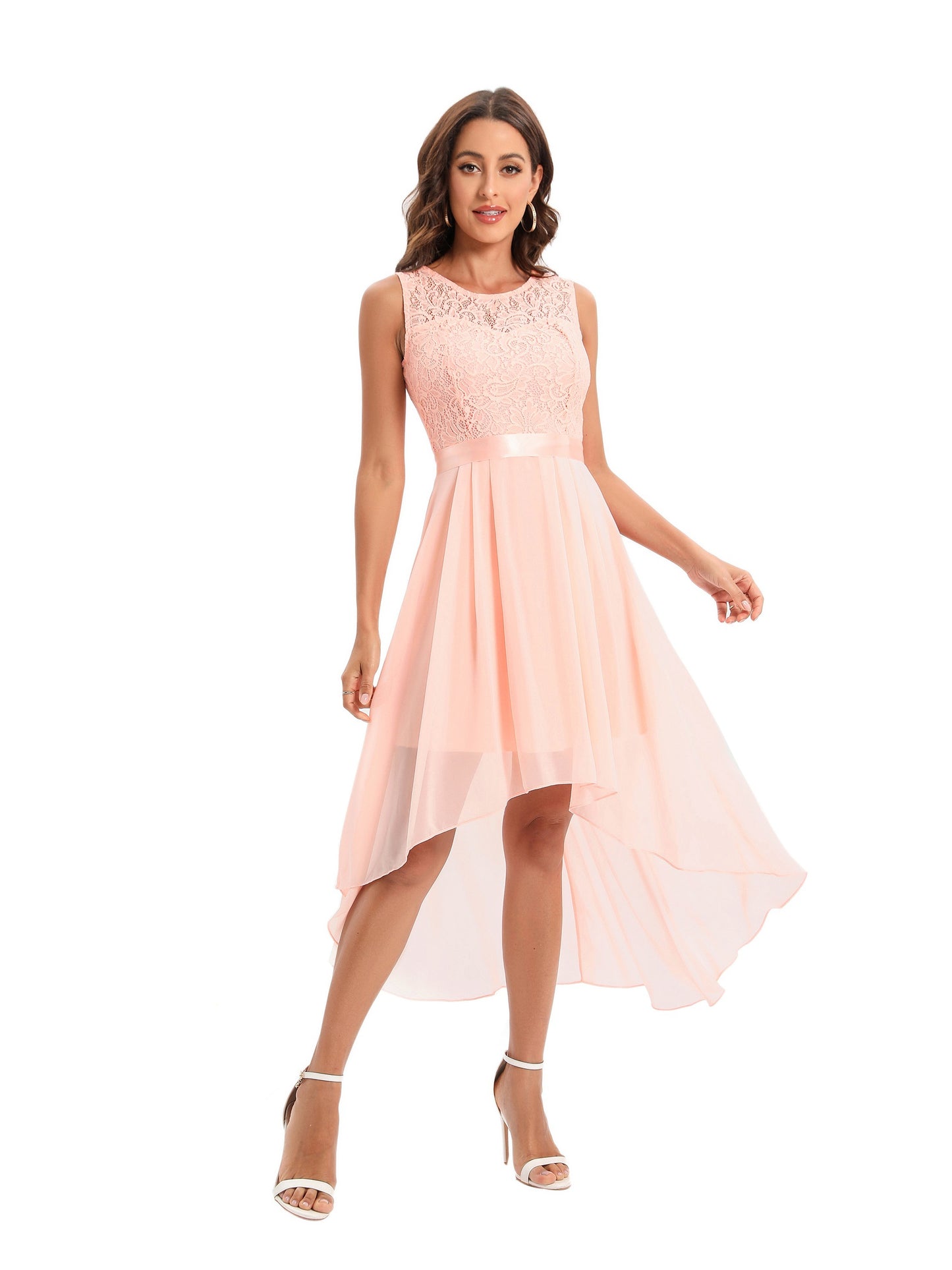 Women's Retro Lace Maxi Dress with Bow Belt