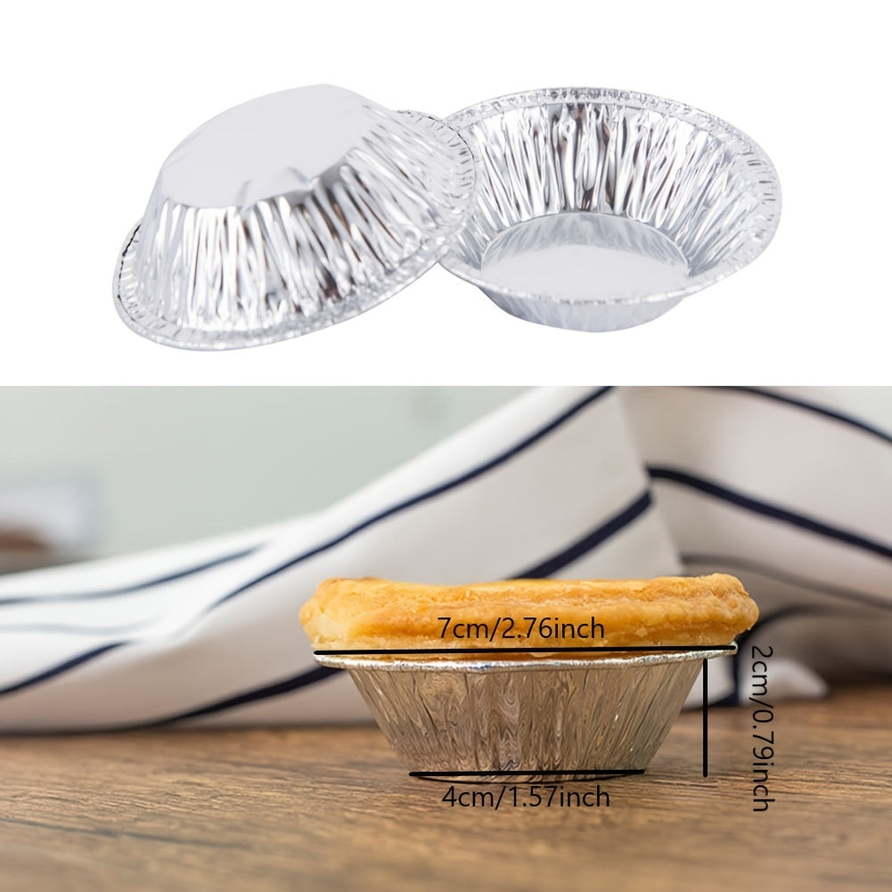 100pcs 2.76'x1.57"x0.79" Aluminum Foil Tart Pan - Disposable Mini Pot Pie Bake Plate Tin for Making Egg Tart, Pudding, Mini Cake and More