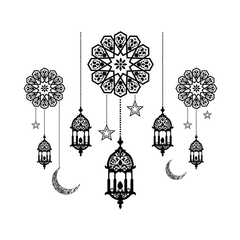 Elegant Eid Moon Castle Vinyl Wall Sticker Muslim Festival Decor for Home or Office