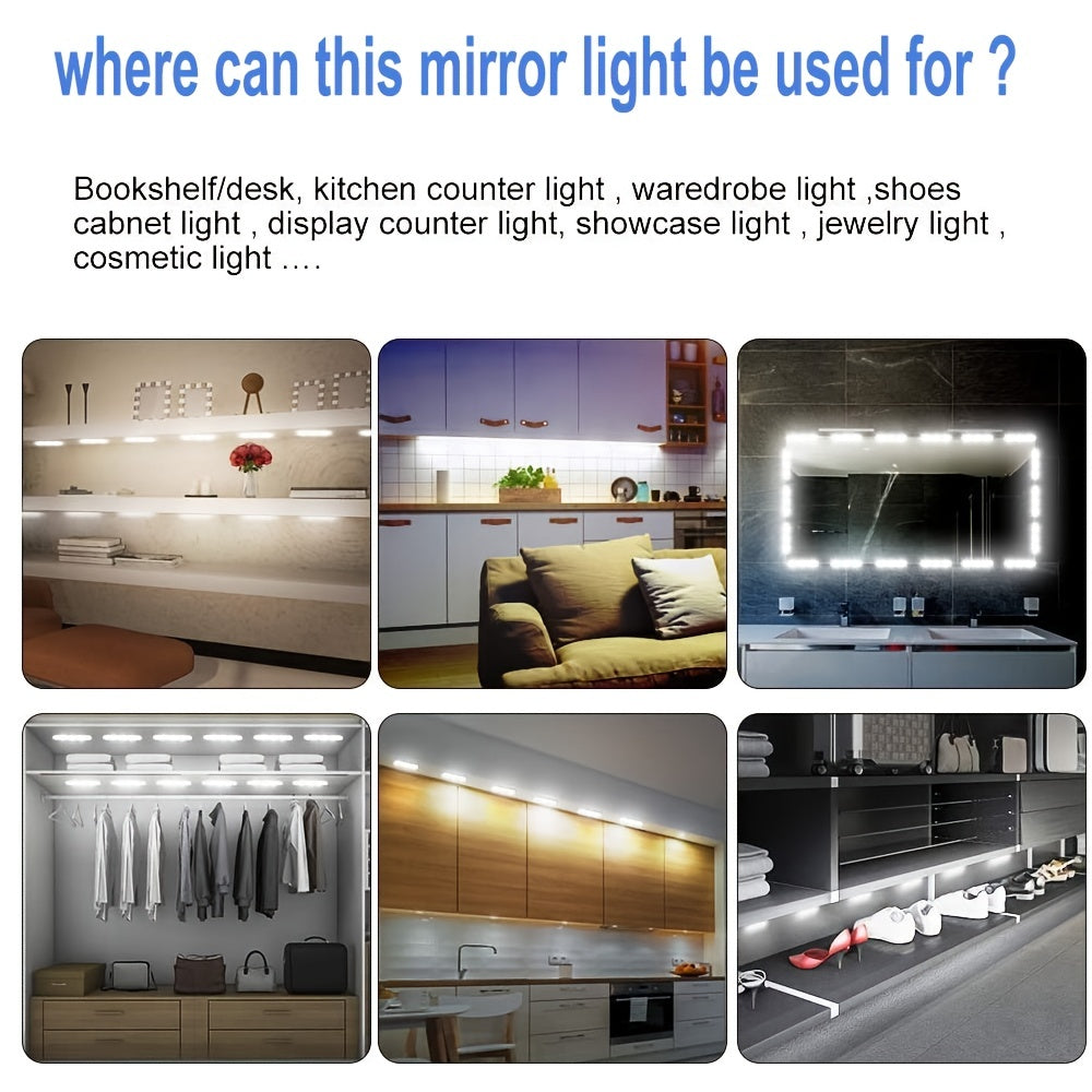 Bright White LED Mirror Lights Set - 10ft Vanity Makeup Strip Lights with Dimmable Touch Control