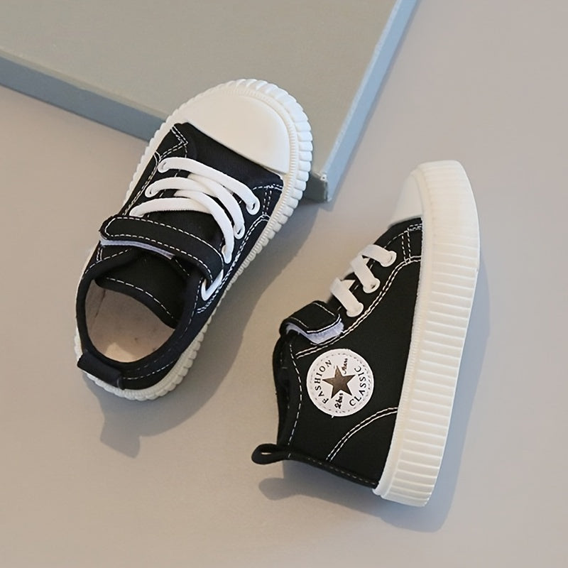 Toddler Boys Casual Canvas Sneakers with Hook & Loop Fastener