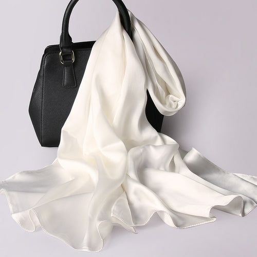 "Elegant Natural Silk Red Scarf for Women - Perfect Spring Foulard for adding a touch of luxury to any outfit"