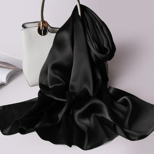 "Elegant Natural Silk Red Scarf for Women - Perfect Spring Foulard for adding a touch of luxury to any outfit"