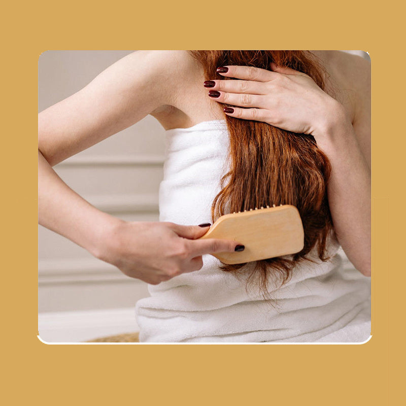 Large Wooden Hair Comb for Scalp Massage and Increased Volume