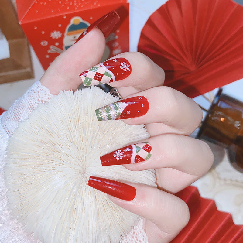 Fake Nails: Add a festive touch to your nails with these red short square press-on nails.