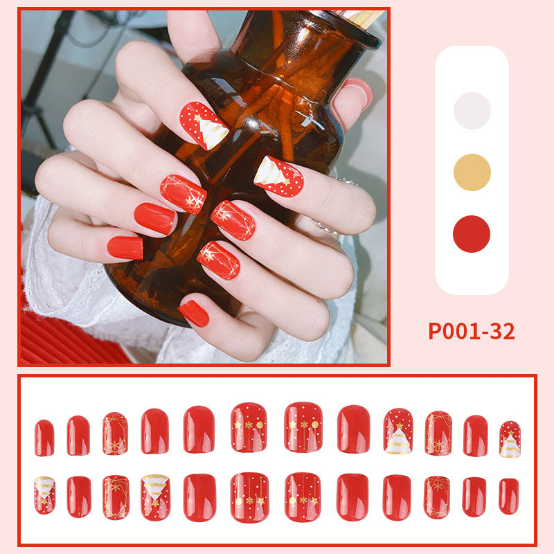 Fake Nails: Add a festive touch to your nails with these red short square press-on nails.