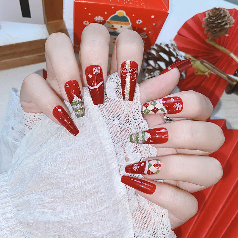 Fake Nails: Add a festive touch to your nails with these red short square press-on nails.
