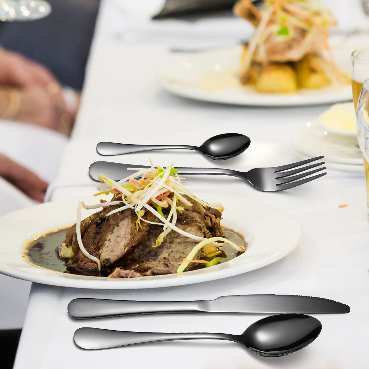 24 Piece Stainless Steel Tableware Set with Holder