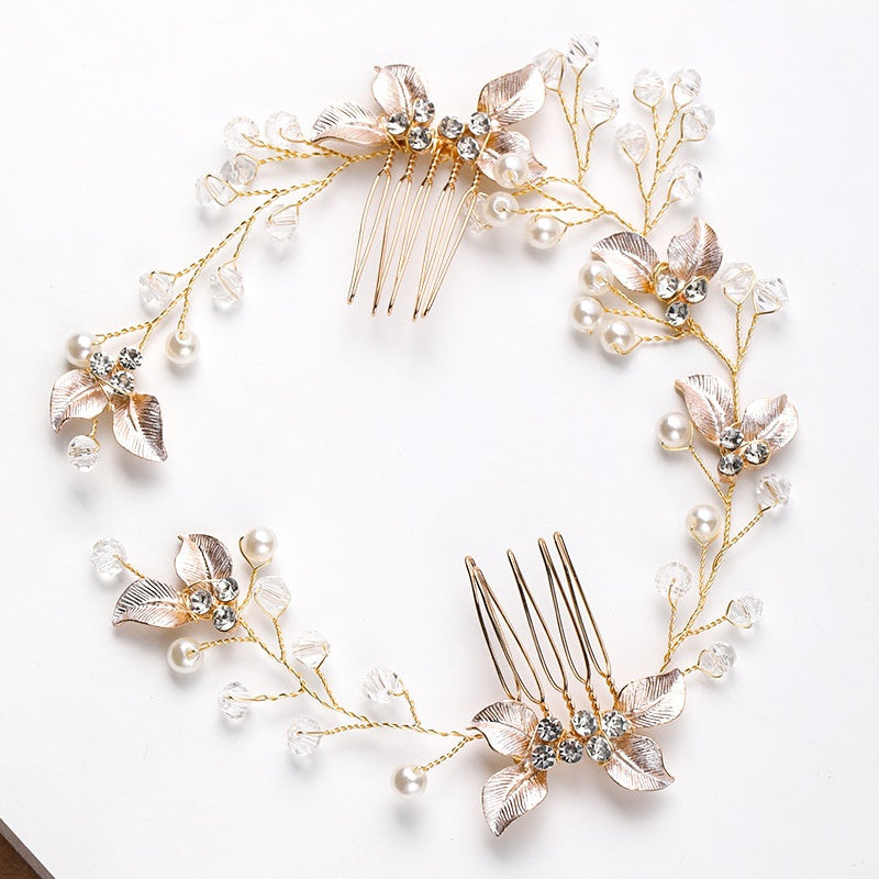 Bridal Golden Leaf Hair Vine, Silver Hair Comb, Rose Golden Leaf Hair Comb, Leaf Wreath, Golden Hair Vine, Bride Hair Accessories, Leaf Hair Vine
