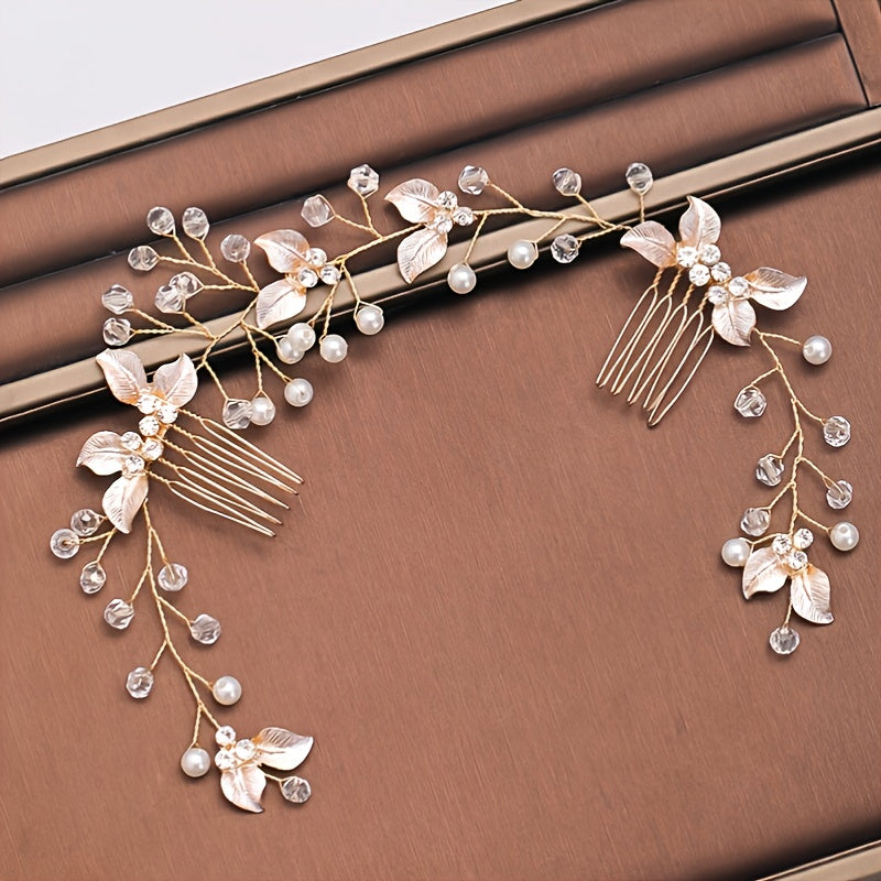 Bridal Golden Leaf Hair Vine, Silver Hair Comb, Rose Golden Leaf Hair Comb, Leaf Wreath, Golden Hair Vine, Bride Hair Accessories, Leaf Hair Vine