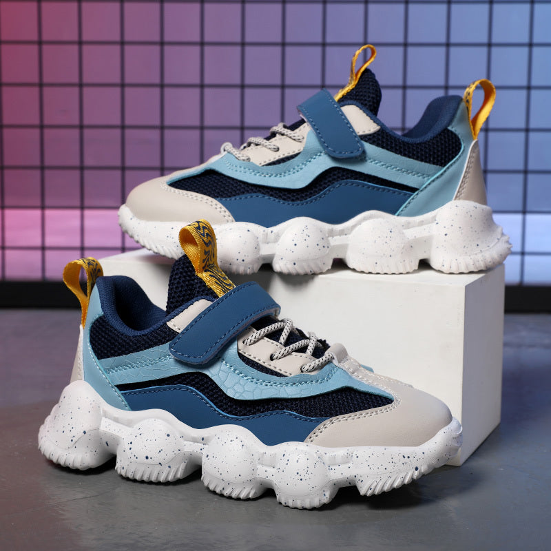 Boys' Fashionable Black and White Non-Slip Running Shoes