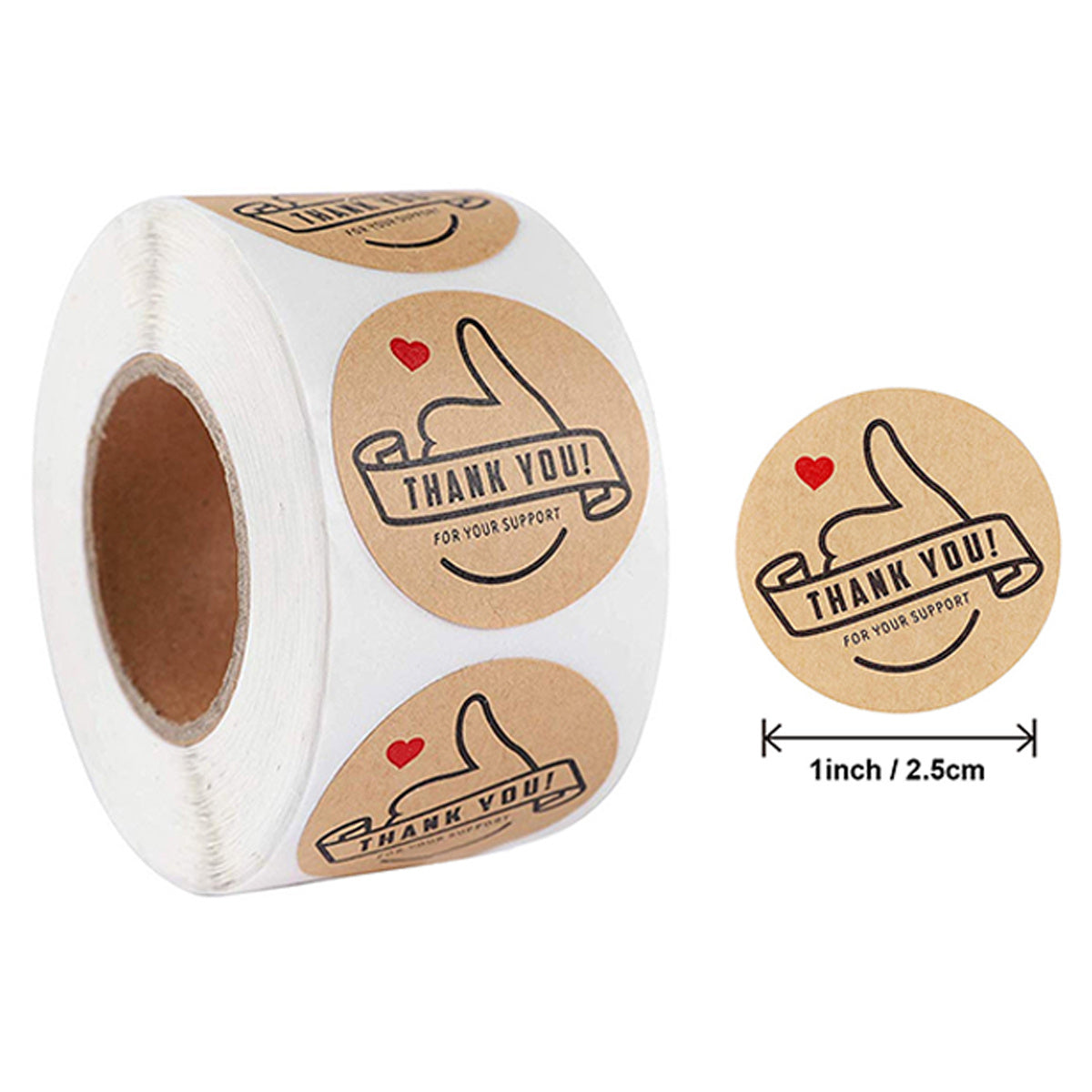 500PCS Kraft "Thank You" Stickers Roll