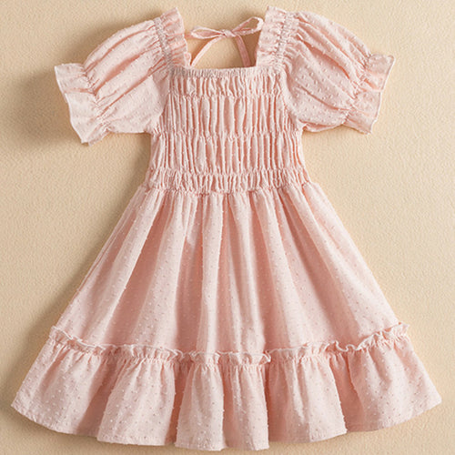 New 2023 Summer Dress for Girls with Floral Print and Puff Sleeves