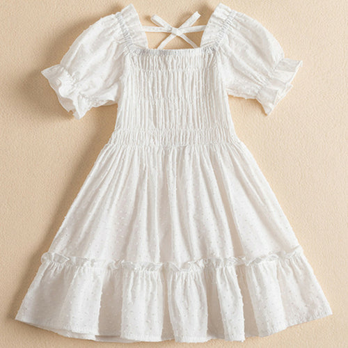 New 2023 Summer Dress for Girls with Floral Print and Puff Sleeves