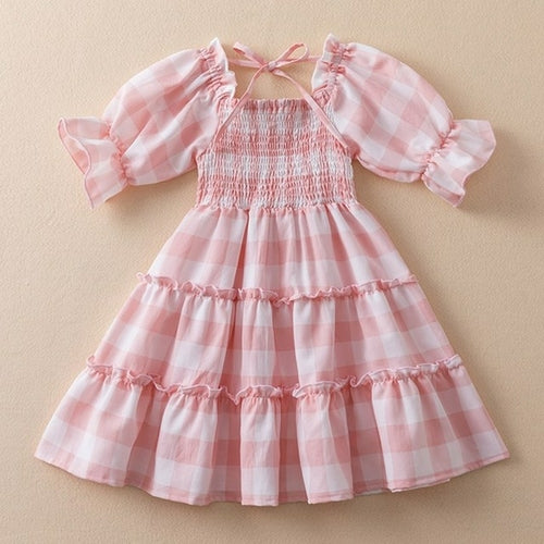New 2023 Summer Dress for Girls with Floral Print and Puff Sleeves