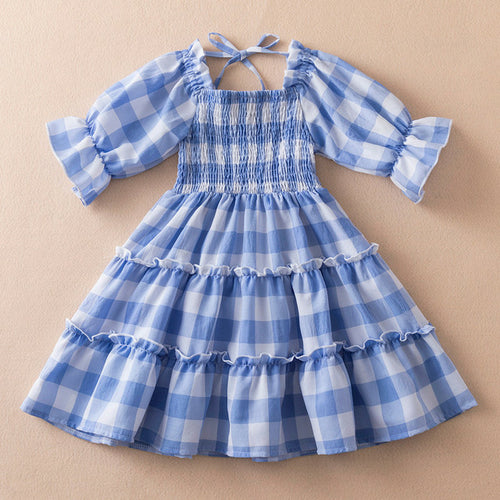 New 2023 Summer Dress for Girls with Floral Print and Puff Sleeves