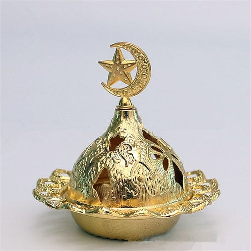 Golden Portable Incense Tower with Star and Moon Design for Eid al-Fitr Celebrations