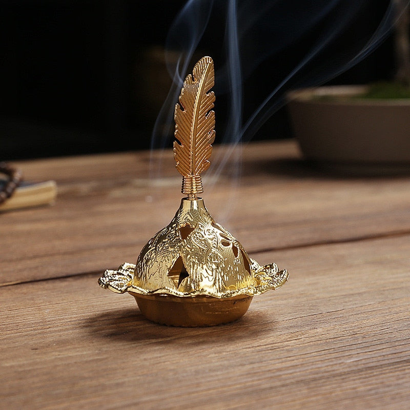 Golden Portable Incense Tower with Star and Moon Design for Eid al-Fitr Celebrations