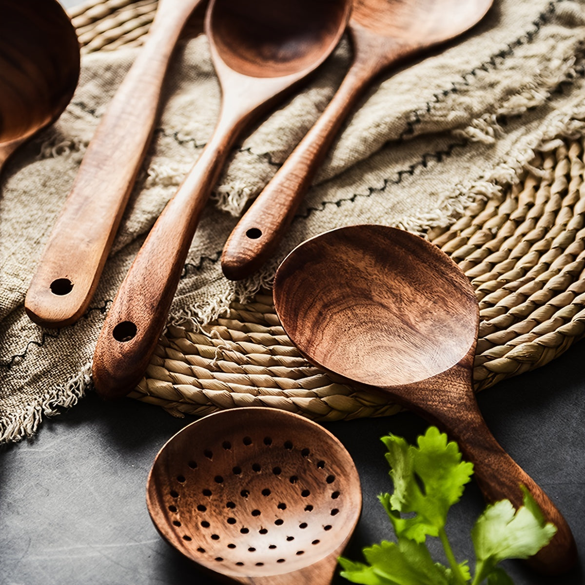 Premium Teak Wooden Cutlery Spoon & Spatula Set