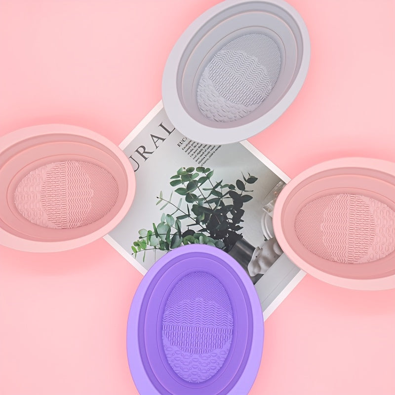Foldable Silicone Washing Brush & Beauty Egg Bowl Makeup Brush Cleaning Pad - A Gift for Friends and Family, Perfect for Travel and Business Trips