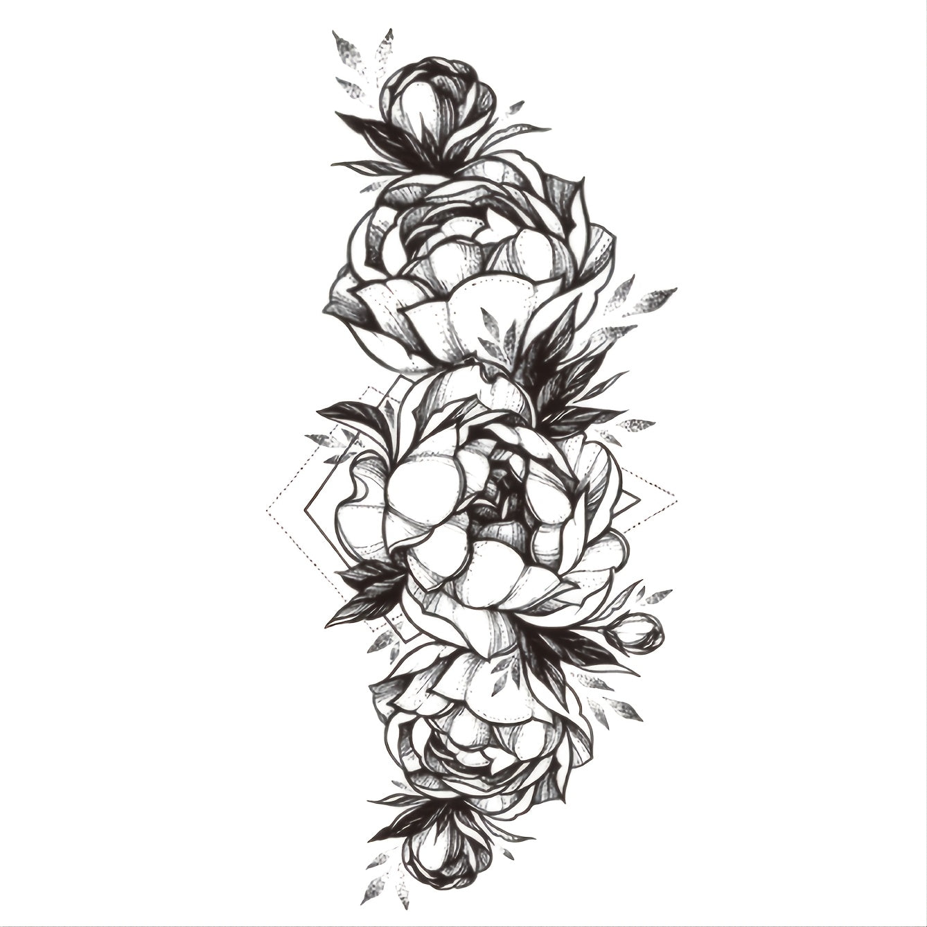6-Piece Grass Print Pattern Big Flower Arm Tattoo Decals
