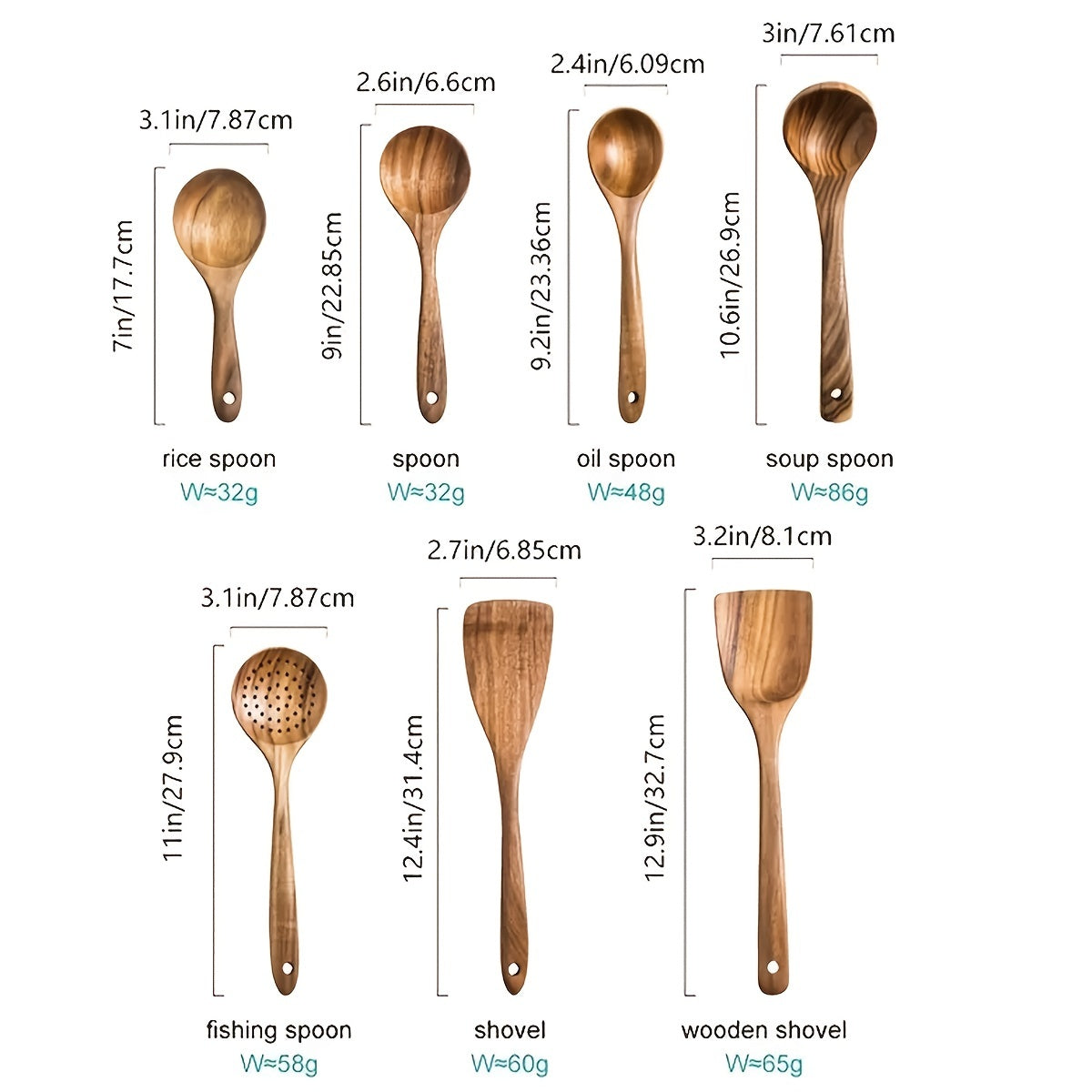 Premium Teak Wooden Cutlery Spoon & Spatula Set