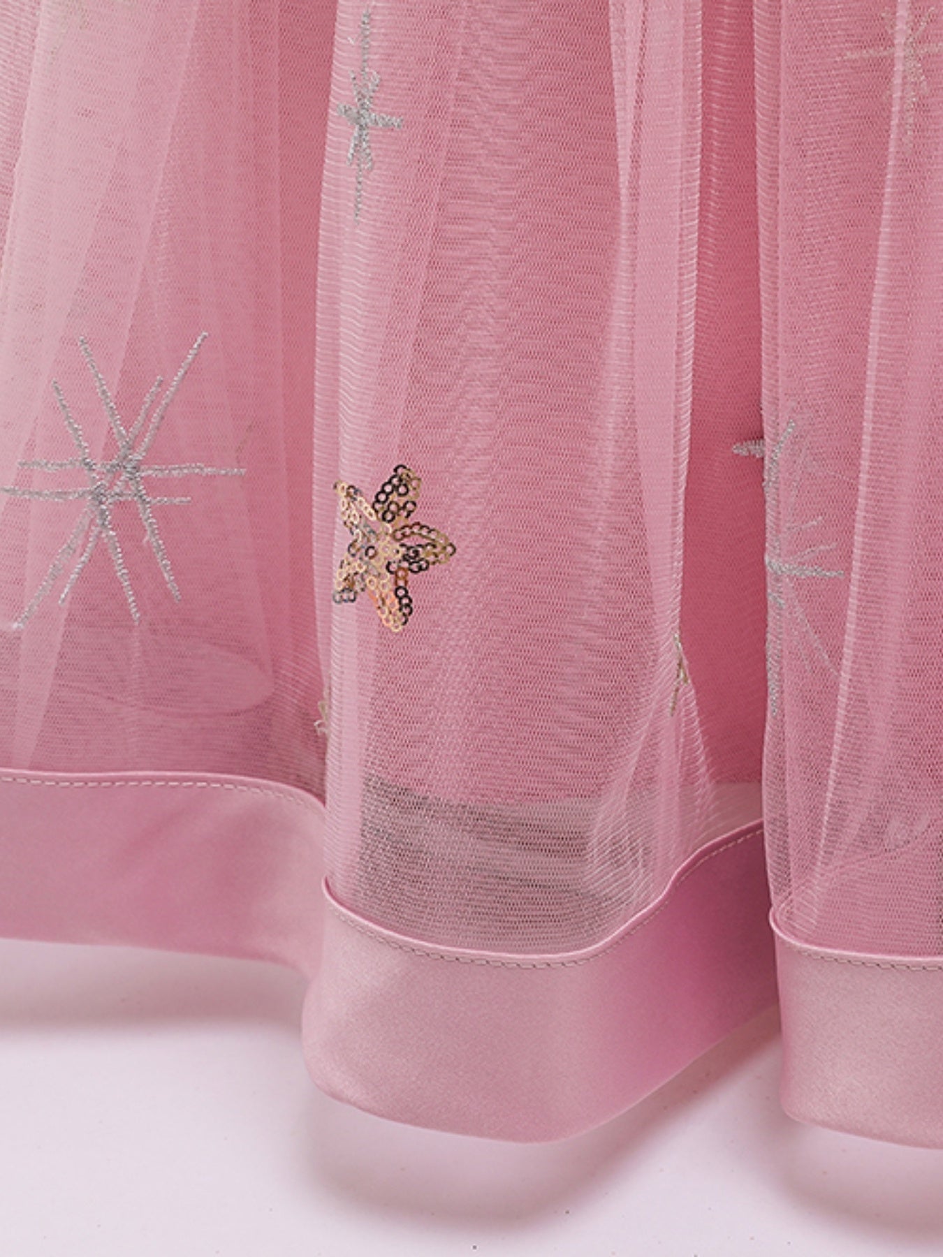 Short Sleeve Ruffled Flower Embroidered Tutu Dress