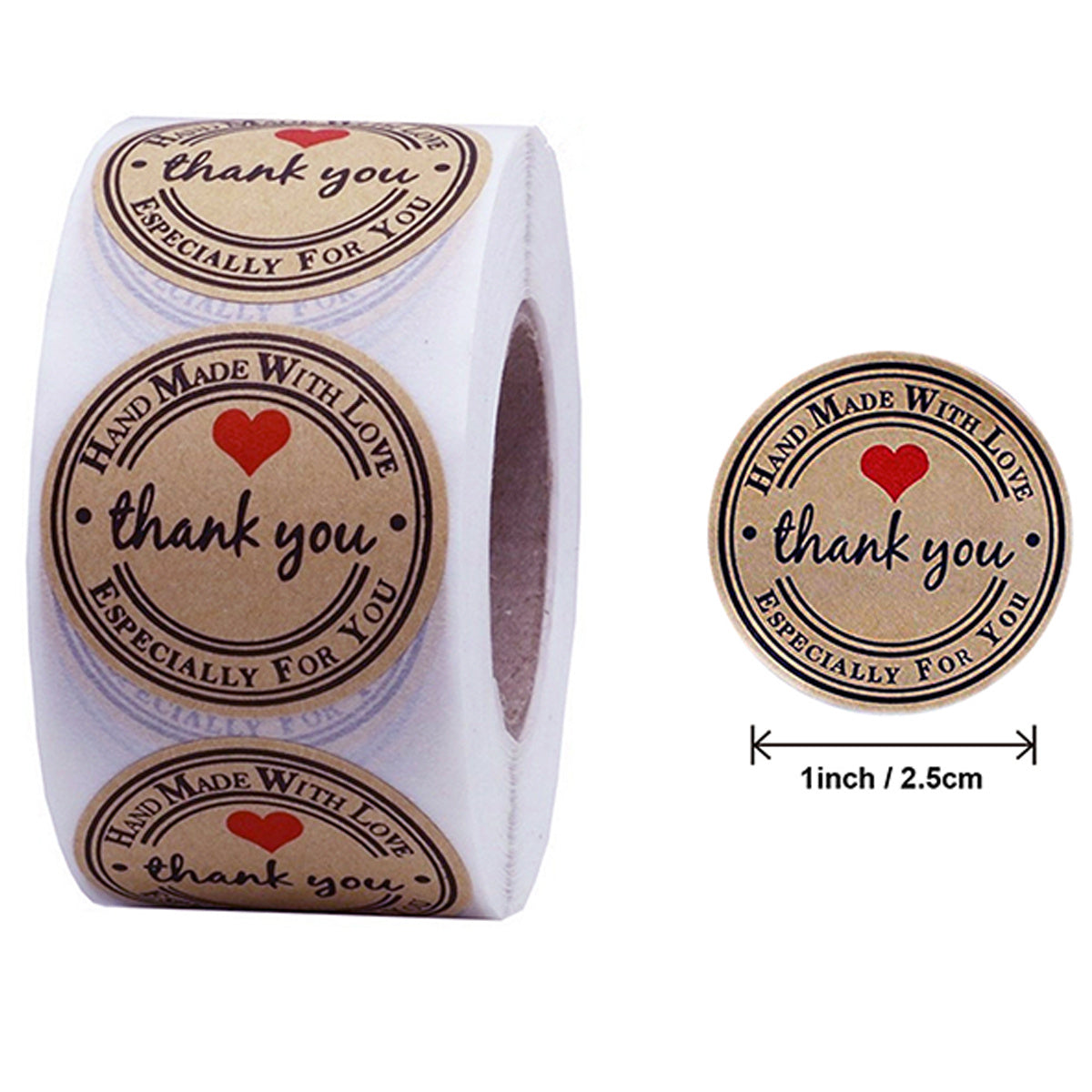 500PCS Kraft "Thank You" Stickers Roll