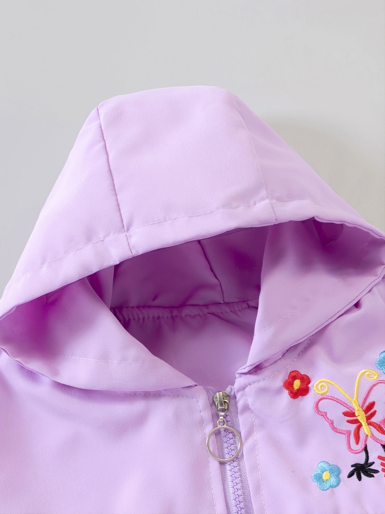 Girls Butterfly Embroidered Hooded Jacket
