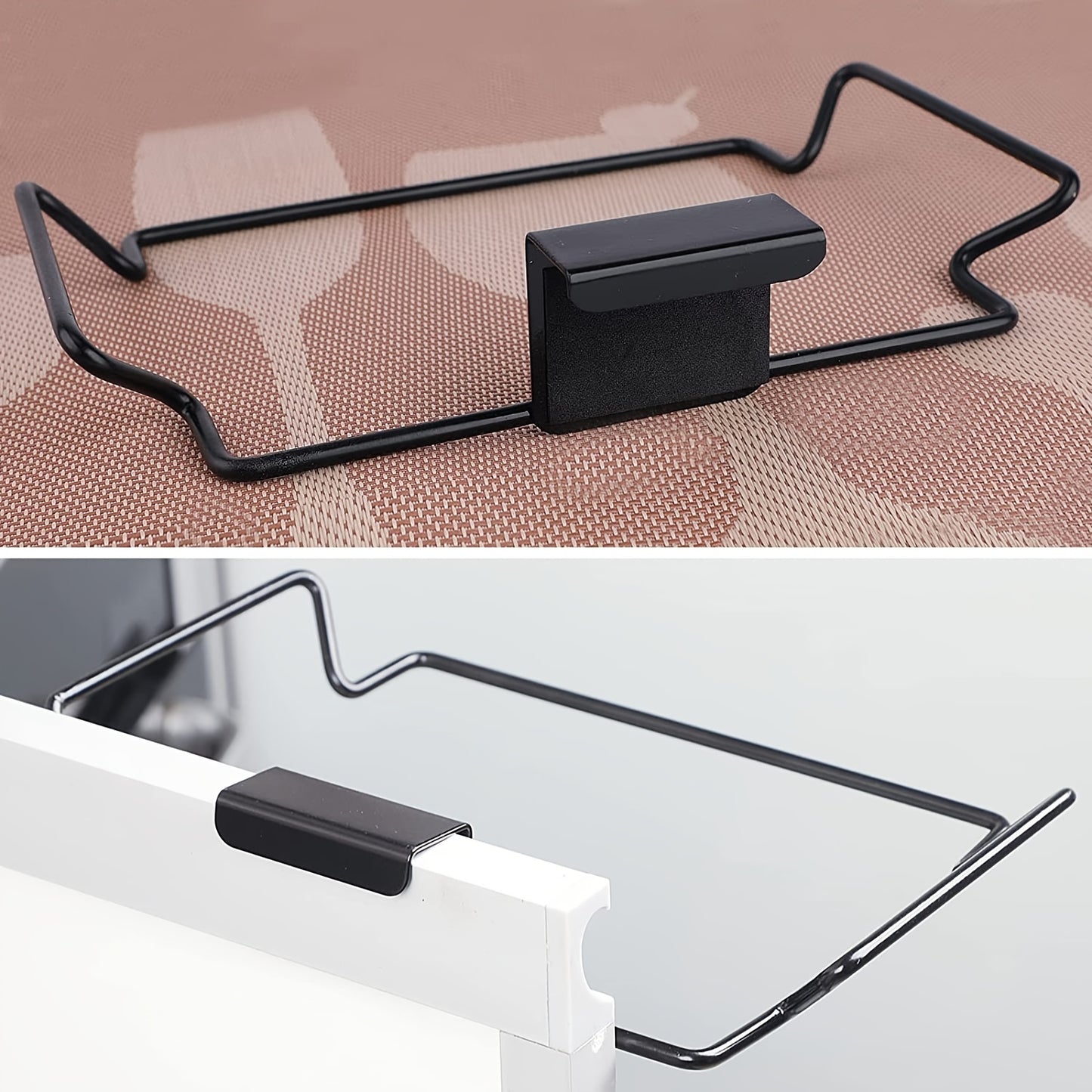 1pc Large Stainless Steel Trash Bag Holder For Kitchen Cabinets Doors And Cupboards, Black Silvery