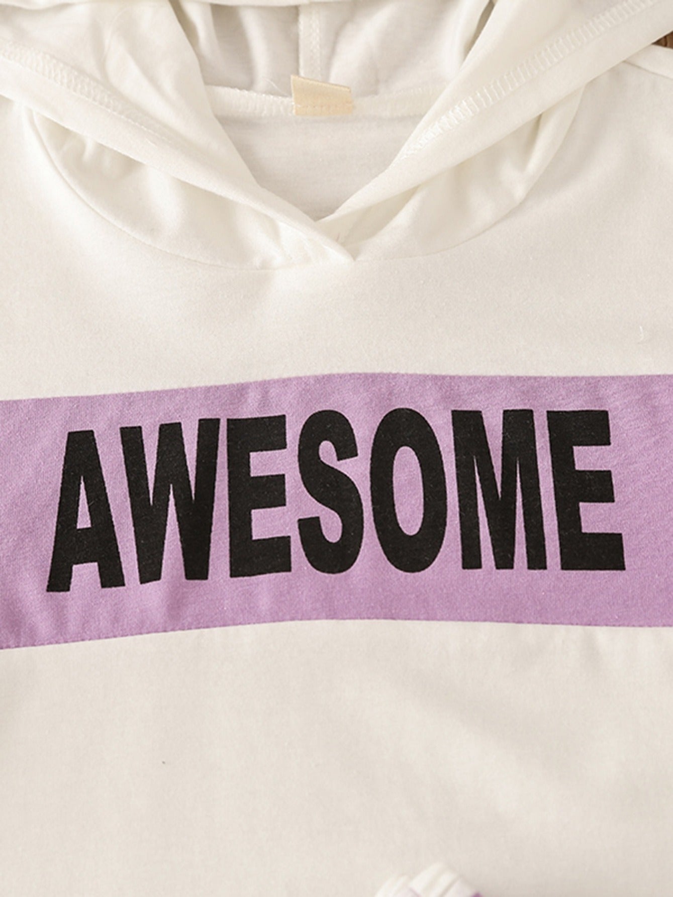 Stylish Letter Print Hooded Sweatshirt & Patchwork Sweatpants Set for Girls