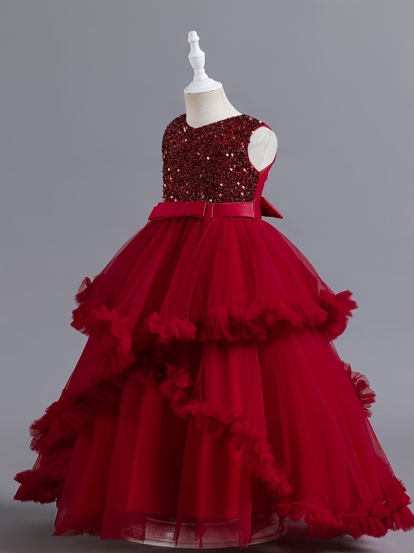 Girls Elegant Sleeveless Sequined Princess Dress