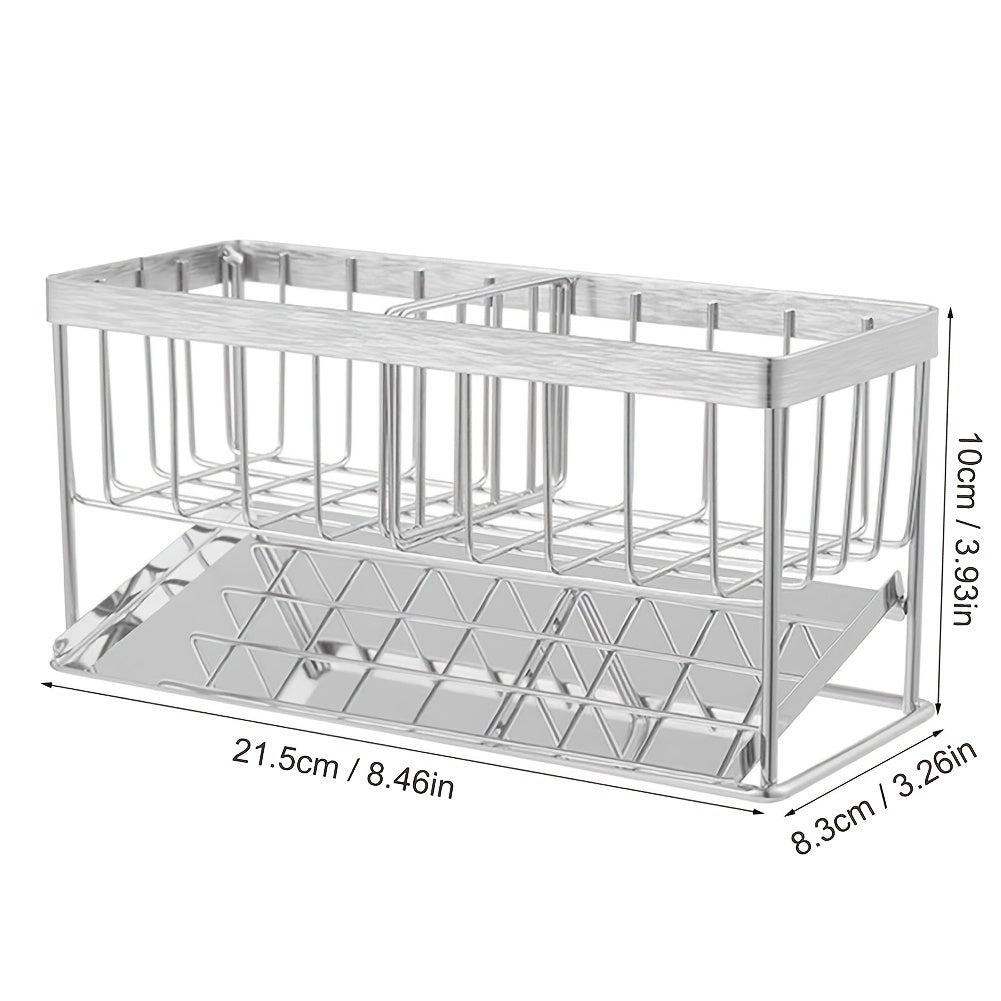 1pc Kitchen Stainless Steel Sink Storage Shelf Tabletop Sponge Mop Rag Dishcloth Sink Draining Bathroom Storage Rack