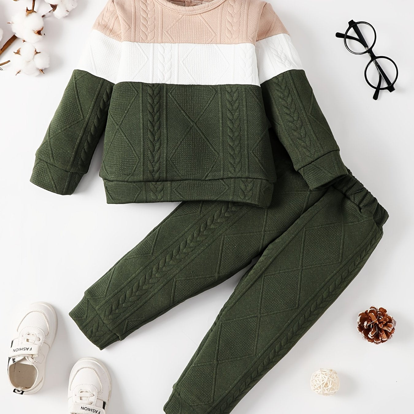 Boys Winter Warmth Color Block Pullover Top & Pants Set