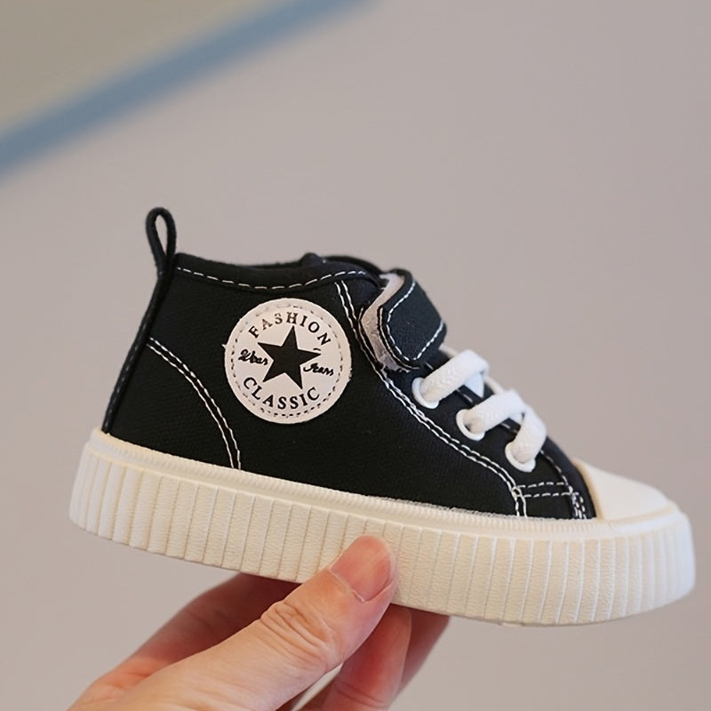 Toddler Boys Casual Canvas Sneakers with Hook & Loop Fastener