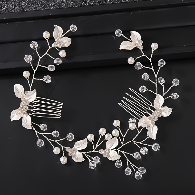 Bridal Golden Leaf Hair Vine, Silver Hair Comb, Rose Golden Leaf Hair Comb, Leaf Wreath, Golden Hair Vine, Bride Hair Accessories, Leaf Hair Vine