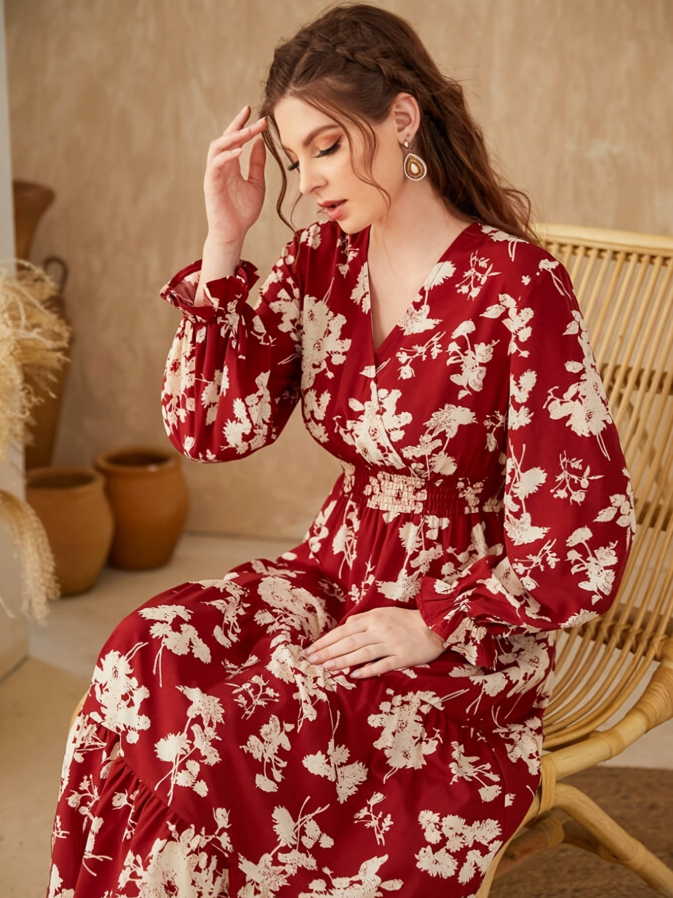 Women's Dresses Floral Print Long Sleeve Maxi Dress