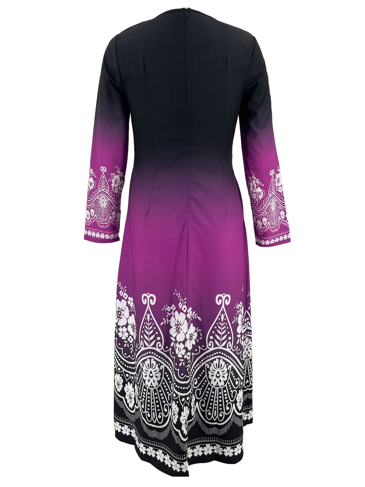 Women's Vintage Floral Round Neck Maxi Dress