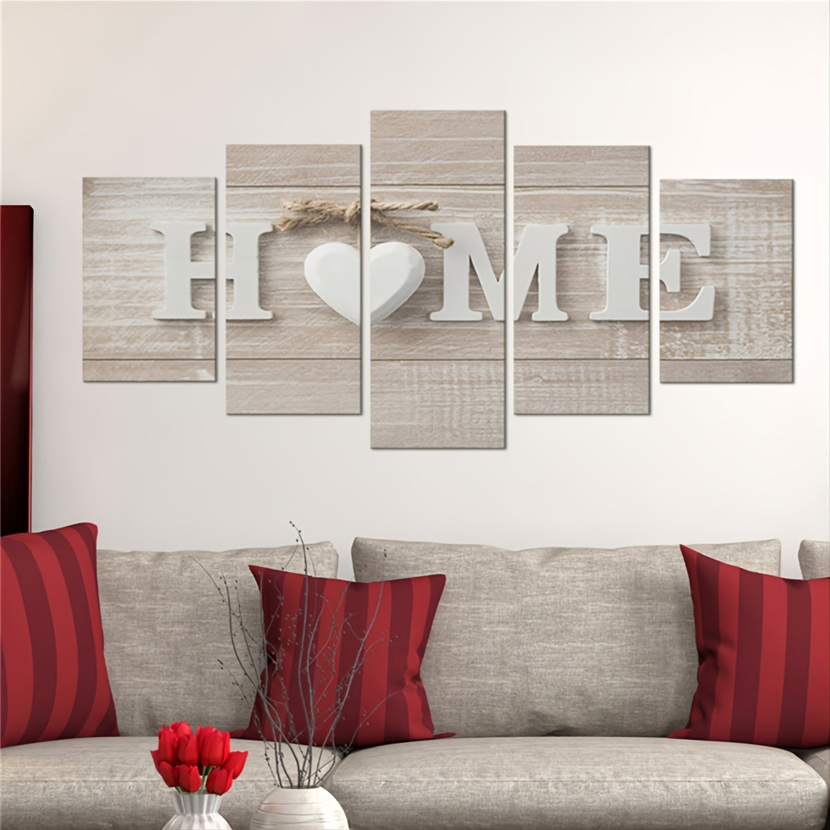 Set of 5 3D Effect Art Decorative Paintings - "HOME" Word Design (No Frame Included)