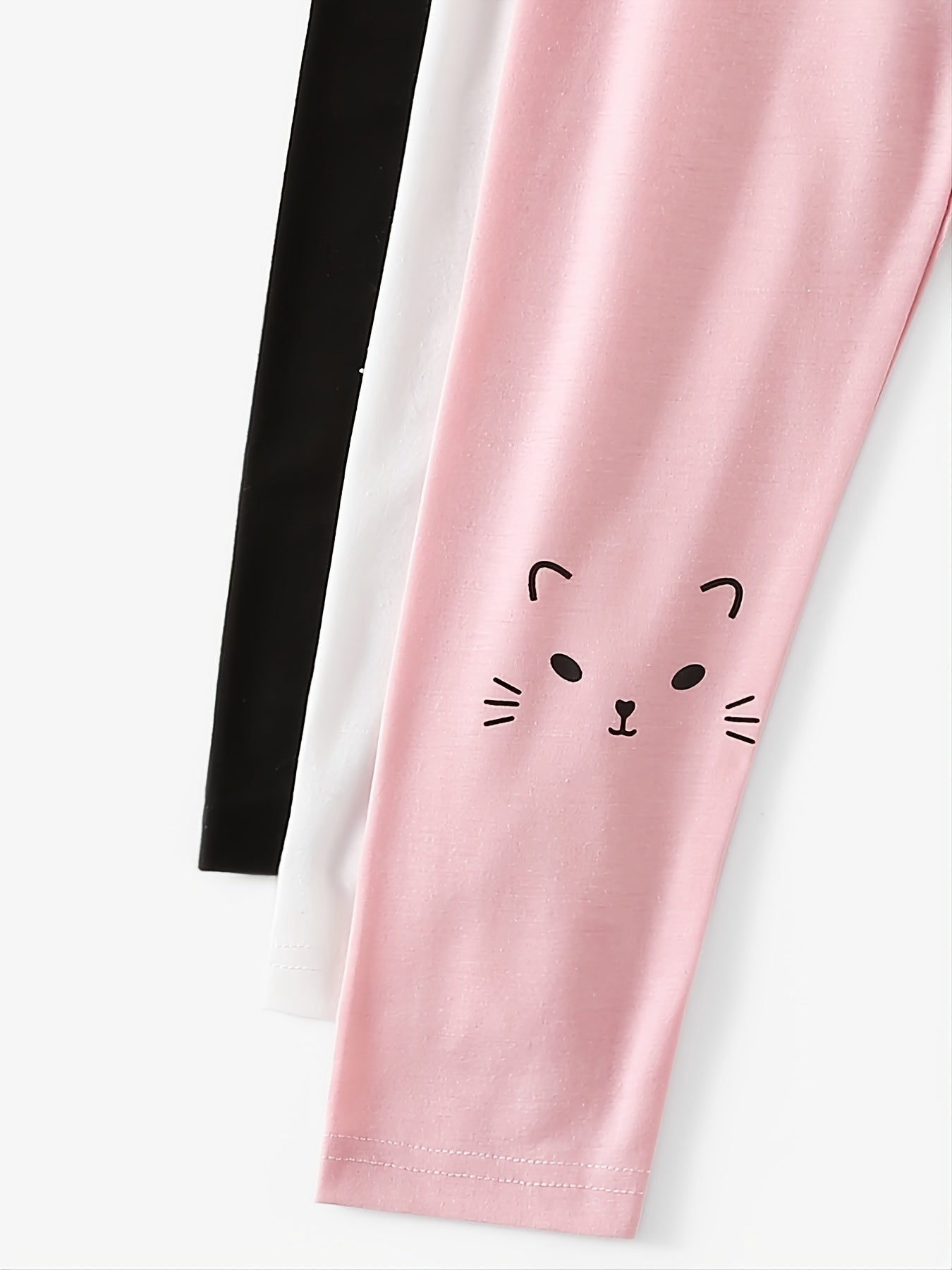 3pcs Girls Cute Cat Print Leggings Set