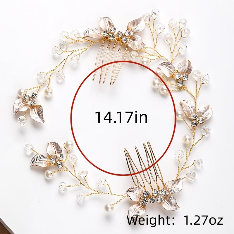 Bridal Golden Leaf Hair Vine, Silver Hair Comb, Rose Golden Leaf Hair Comb, Leaf Wreath, Golden Hair Vine, Bride Hair Accessories, Leaf Hair Vine