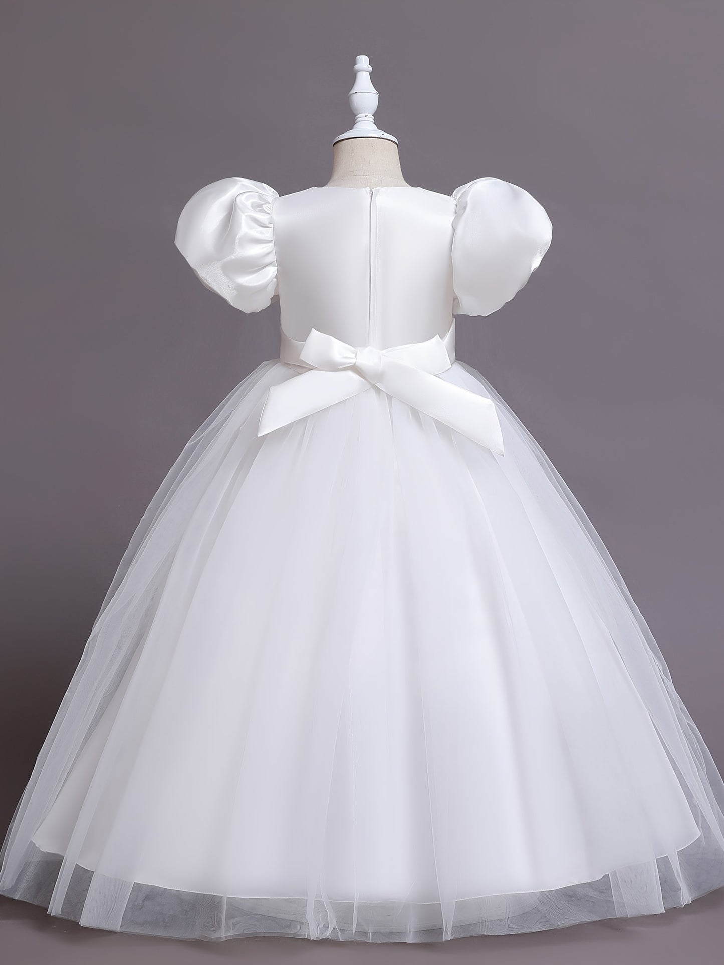 Elegant V-neck Puff Sleeve Embroidered Princess Dress