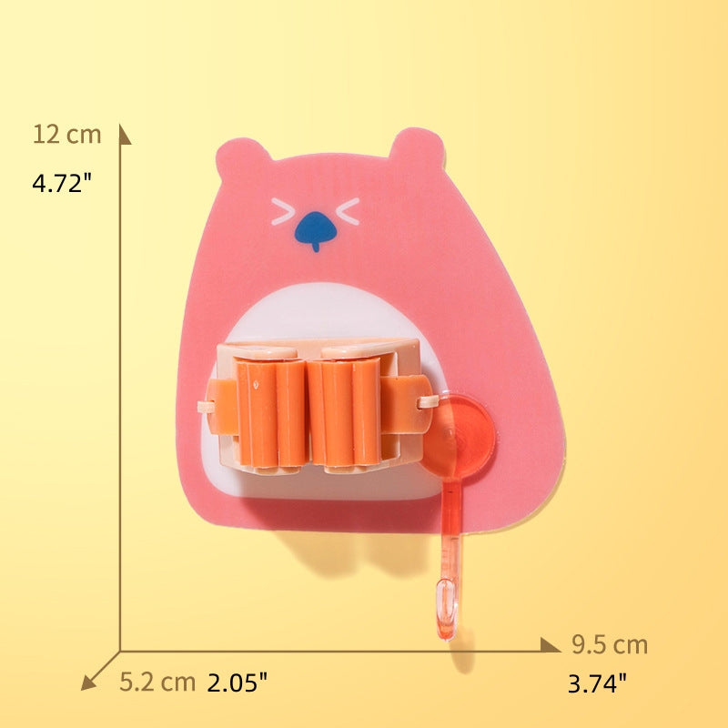 Cartoon Creative Strong Seamless Mop Clip with Sticky Hook Rack Holder