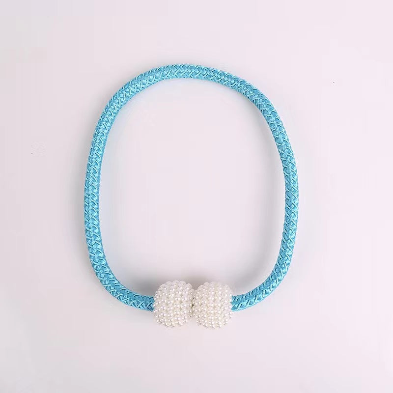 2 Pack Decorative Pearl Magnetic Curtain Tieback Set