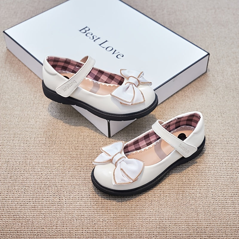 Girls Mary Jane Flats with Bowknot Decoration